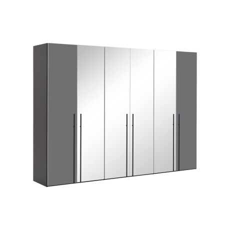 Goossens Kledingkast Easy Storage Ddk, Kledingkast 304 cm breed, 220 cm hoog, 2x glas draaideur en 4x spiegel draaideur midden