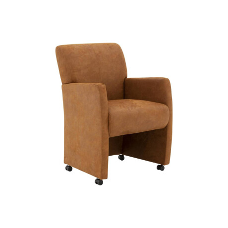 Goossens Eetkamerstoel Alex cognac micro leer met armleuning en met wielen, stijlvol landelijk