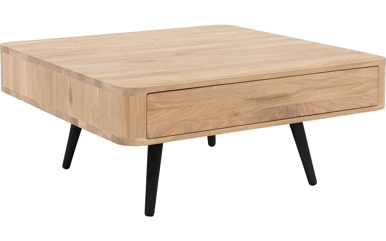 Goossens Salontafel Bjarte vierkant, hout eiken wit, stijlvol landelijk, 90 x 40 x 90 cm