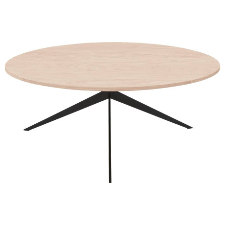 Goossens Excellent Salontafel Ferris rond, hout eiken wit, elegant chic, 80 x 33 x 80 cm