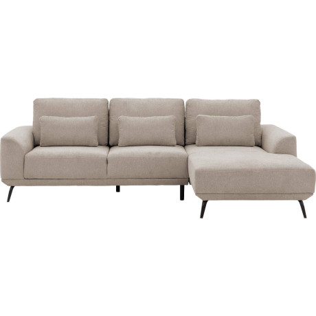 Goossens Excellent Bank Princess bruin, stof, 3-zits, elegant chic met chaise longue rechts