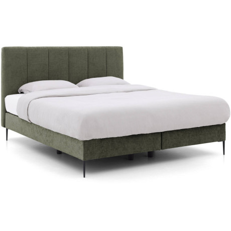 Goossens Boxspring Ease Solid Incl. Matras, Vlak 140 x 200 cm (=2x 70 x 200 cm) met hoofdbord + 2x matras shapes 1