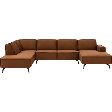 Goossens Hoekbank Hercules bruin, stof, 2,5-zits, modern design met ligelement links