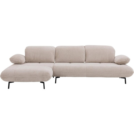 Goossens Excellent Bank Leandro wit, stof, 2,5-zits, modern design met chaise longue links