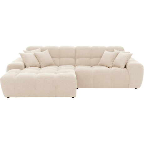 Goossens Excellent Bank Kubus - 40 X 40 Cm Stiksel wit, stof, 1,5-zits, modern design met chaise longue links