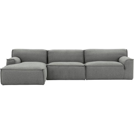 Goossens Excellent Elementenbank Sens grijs, stof, 1,5-zits, urban industrieel met chaise longue links