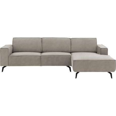 Goossens Hoekbank Hercules grijs, microvezel, 3-zits, modern design met chaise longue rechts