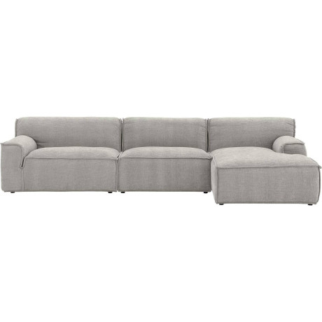 Goossens Excellent Elementenbank Sens lichtgrijs, stof, 1,5-zits, urban industrieel met chaise longue rechts