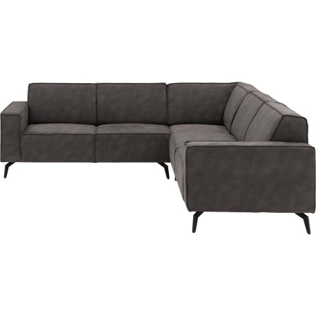 Goossens Hoekbank Hercules donkergrijs, microvezel, 2,5-zits, modern design