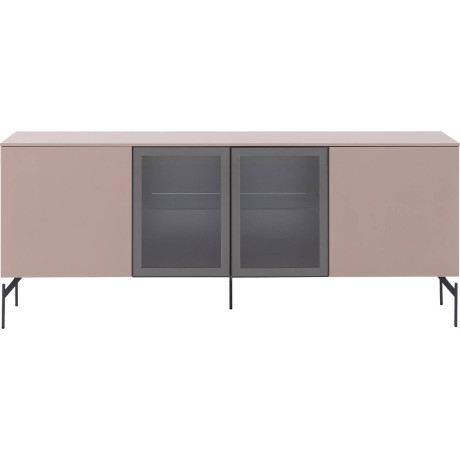 Goossens Excellent Dressoir Fame, 4 deuren staand (2 dichte deuren, 2 midden glasdeuren)