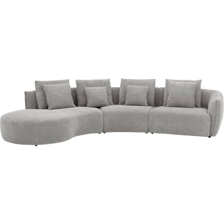 Goossens Bank Fay grijs, stof, 1,5-zits, stijlvol landelijk met chaise longue links