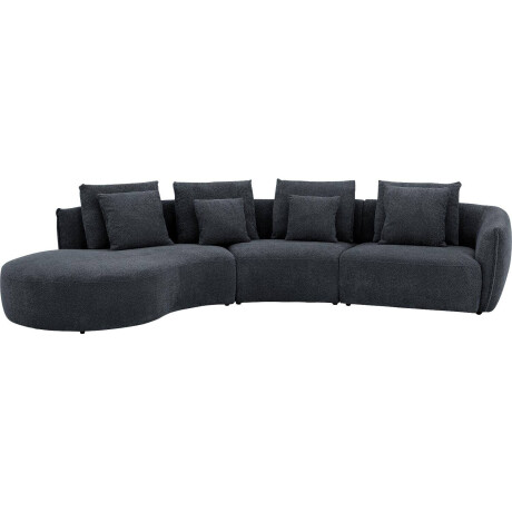 Goossens Bank Fay zwart, stof, 1,5-zits, stijlvol landelijk met chaise longue links