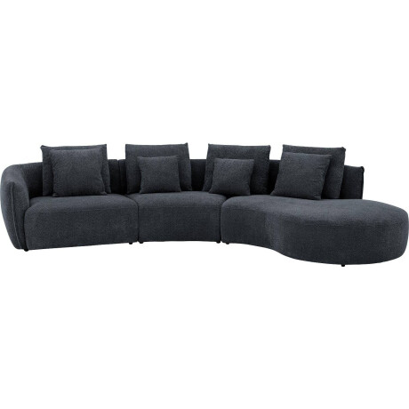 Goossens Bank Fay zwart, stof, 1,5-zits, stijlvol landelijk met chaise longue rechts