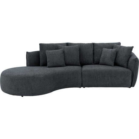 Goossens Bank Fay zwart, stof, 1,5-zits, stijlvol landelijk met chaise longue links