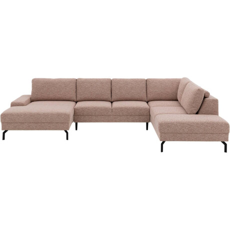 Goossens Bank Valdena roze, stof, 3-zits, met ligelement rechts met chaise longue links