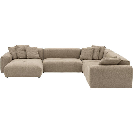Goossens Bank Lago bruin, stof, met chaise longue links