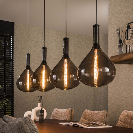 LifestyleFurn Hanglamp 'Suki' Smoke glas, 4-lamps