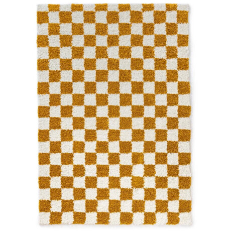 Checkerboard vloerkleed - Check ivoor/goud 100x200 cm