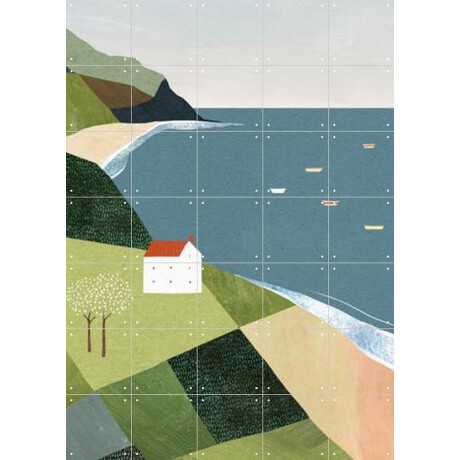 IXXI House on the Cliff, Henry Rivers - 100 x 140 cm - Gratis ophangtool - Grote wanddecoratie en posters - Speels, Kleurrijk, Geometrische Kunst