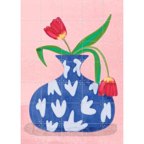 IXXI Tulpe in vase, Raissa Oltmanns - 100 x 140 cm - Gratis ophangtool - Grote wanddecoratie en posters - Illustraties, Digitale Kunst, Speels