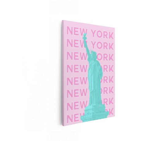 Artaza Canvas Schilderij Vrijheidsbeeld - 20x30 cm - Wanddecoratie Stad New York - Muurdecoratie Pop Art Tekst - Roze