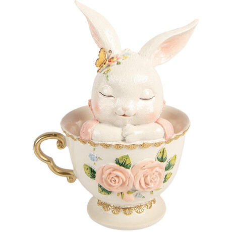 Clayre & Eef Decoratie Beeld Konijn 16x13x22 cm Wit Kunststof