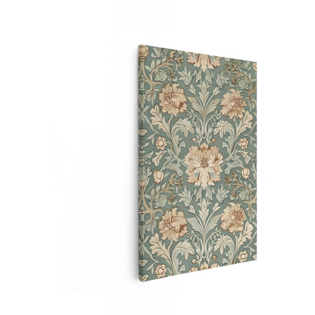 Artaza Canvas Schilderij Klassiek Bloemenbehang met Gedetailleerd Patroon in Vintage Stijl - 80x120 cm - Groot - Wanddecoratie Woonkamer - Schilderijen - Muurdecoratie
