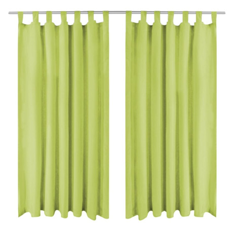 vidaXL Micro-satijnen gordijnen met lussen 140x245 cm groen 2 st