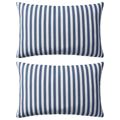 vidaXL Buitenkussens 60x40 cm gestreept marineblauw 2 st