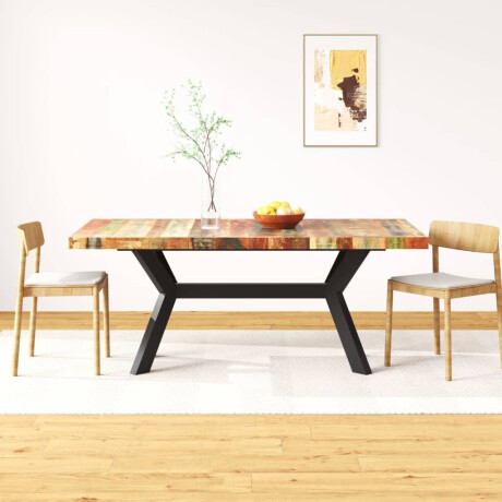 vidaXL Eettafel 180 cm massief gerecycled hout en stalen kruis