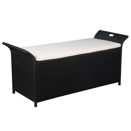 vidaXL Opbergbankje met kussen 138 cm poly rattan zwart