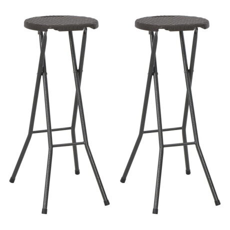 vidaXL Barkrukken inklapbaar 2 st rattan look HDPE en staal bruin