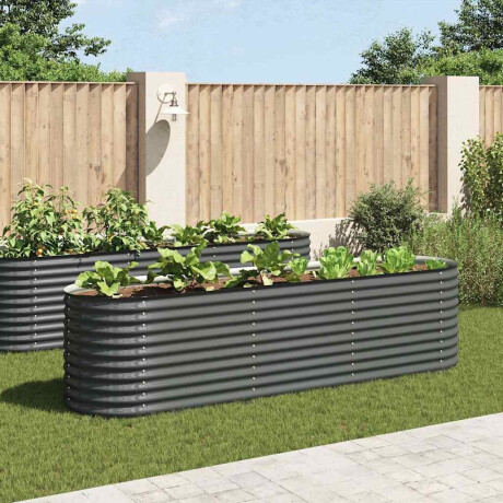 vidaXL Plantenbak verhoogd 320x80x81 cm gegalvaniseerd staal grijs
