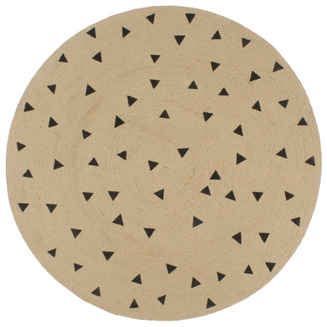 vidaXL Vloerkleed handgemaakt met driehoek print 120 cm jute