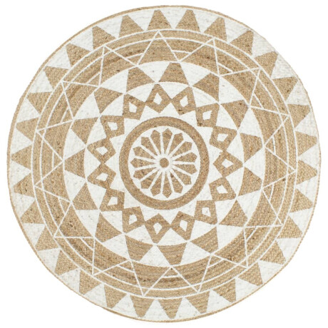 vidaXL Vloerkleed handgemaakt met witte print 120 cm jute