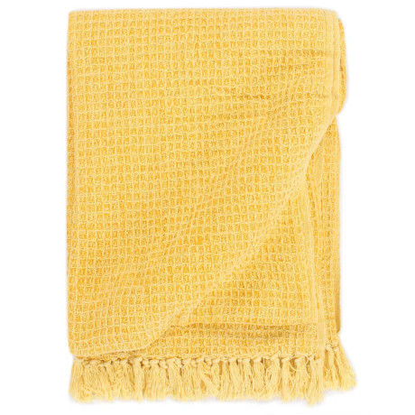 vidaXL Plaid 220x250 cm katoen mosterdgeel