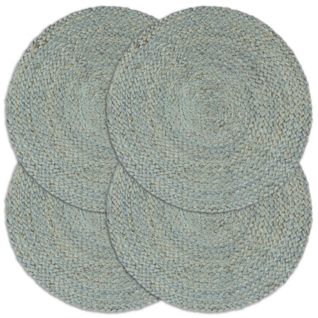 vidaXL Placemats 4 st rond 38 cm jute olijfgroen