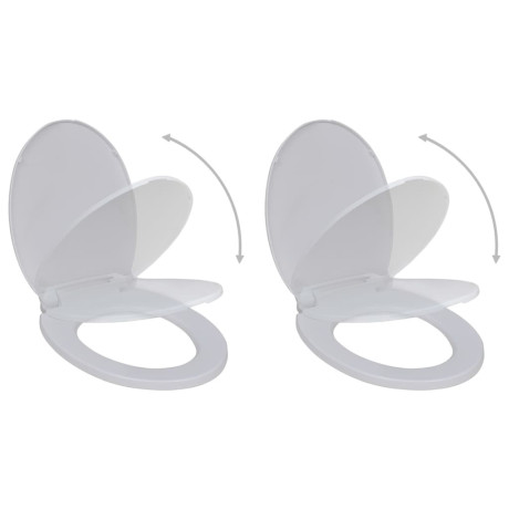 vidaXL Toiletbrillen met soft-close deksels 2 st kunststof wit