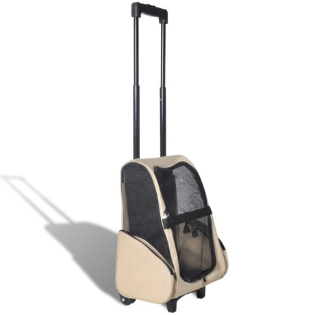 vidaXL Huisdierentrolley inklapbaar beige