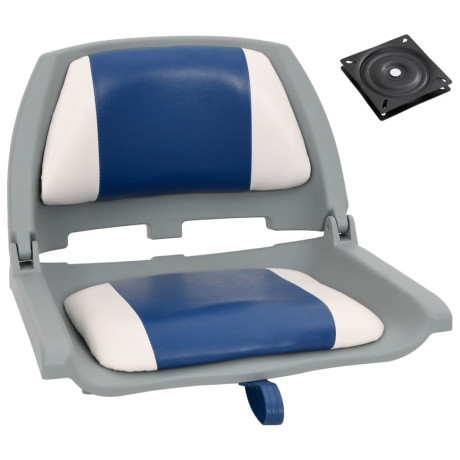 vidaXL 2-delige Bootstoelenset met blauw-witte kussens inklapbaar