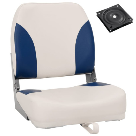 vidaXL 2-delige Bootstoelenset met blauw-witte kussens inklapbaar