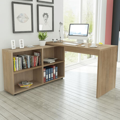 vidaXL Hoekbureau 4 schappen eiken