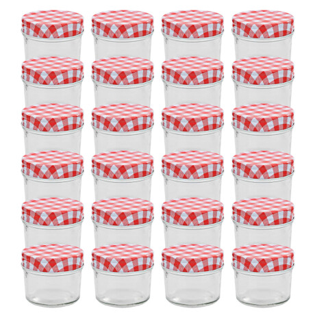 vidaXL Jampotten met wit met rode deksels 24 st 110 ml glas