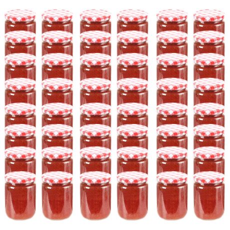 vidaXL Jampotten met wit met rode deksels 48 st 230 ml glas