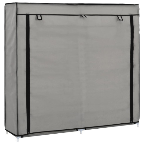 vidaXL Schoenenkast met hoes 115x28x110 cm stof grijs