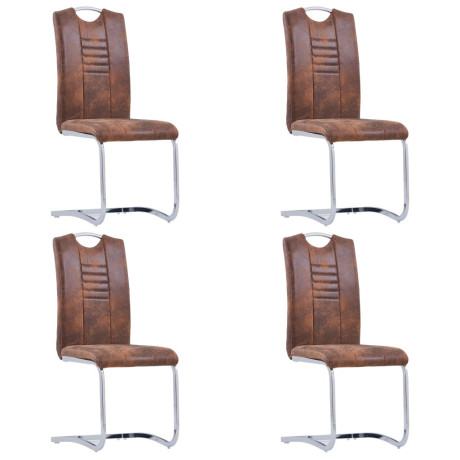 vidaXL Eetkamerstoelen 4 st kunstsuède bruin