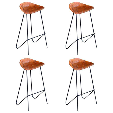 vidaXL Barstoelen 4 st echt leer bruin