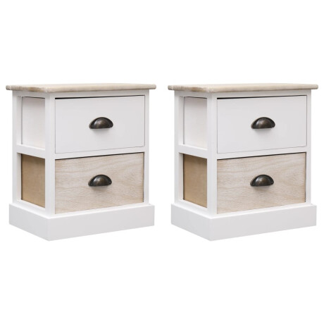 vidaXL Nachtkastjes 2 st 38x28x45 cm paulowniahout wit en naturel