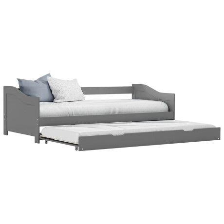 vidaXL Bedbank uittrekbaar grenenhout grijs 90x200 cm
