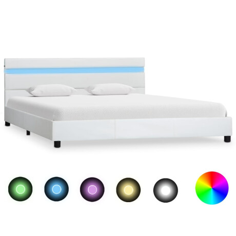vidaXL Bedframe met LED kunstleer wit 120x200 cm